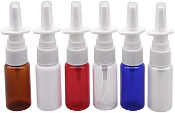 6 PCS 15ml(0.51oz) Plastic Nasal Bottles Portable Empty Refillable Fine Mist Atomizers Mist Nasal Spray Bottles Sprayer Jar Pot Container for Perfumes Essential Oils Saline Water Applications