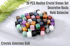DUQGUHO 30 Pcs Healing Crystal Chakra Stones Set - Polished Tumbled Stones - Bulk Amethyst, Rose Quartz, Obsidian, Lapis Lazuli, Clear Quartz, Green Aventurine, Tiger Eye, Red Jasper