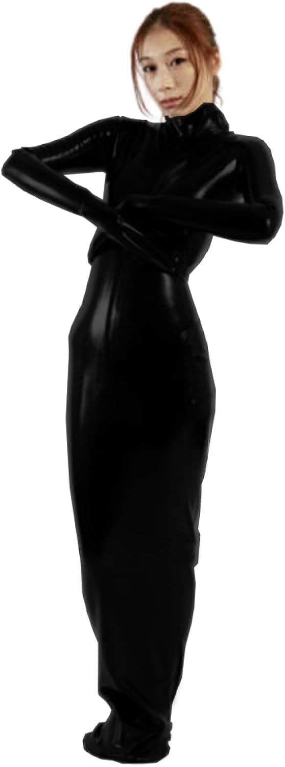 PVC Lockable Zipper Wear Two Side Shiny PVC Bag Sleeping Bag Bodysuit Costume Couple,Black,XL