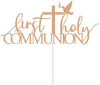 First Holy Communion Cake Topper for Ramadan, Baptism, Baby Shower, 1st Birthday, Christening Party Decorations Rose Gold Glitter