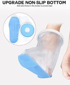 Waterproof Foot Cover for Shower Adult, Foot Cast Covers with Non-Slip Padding Bottom, Watertight Ankle Foot Cast Protector for Surgery Bandage Dressing Wound, Reusable