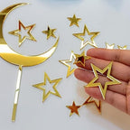 Moon Star Cake Toppers Acrylic Cake Decorations Twinkle Twinkle Little Star Celestial Cake Charms Mirror Gold for Over the Moon Baby Shower Wedding Birthday Party