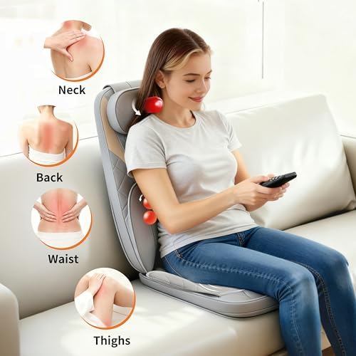 Shiatsu Neck and Back Massager with Heat,4D Kneading Back Massager for Pain Relief Deep Tissue,Back Massage for Chair, Adjustable Neck Massager with 20 Kneading Nodes,Gifts for Women Men