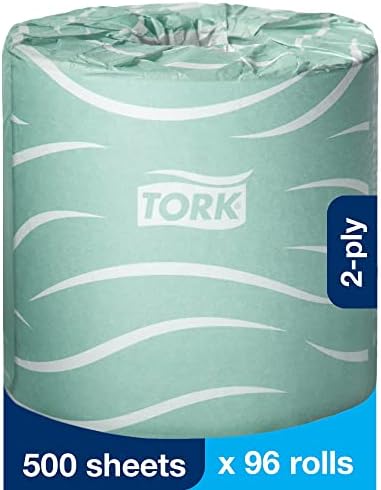 Tork Septic Safe Toilet Paper, White, 2-Ply 100% Recycled, Eco-Friendly, T24 Compatible 96 Rolls x 500 Sheets (TM1616S)