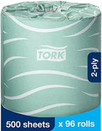 Tork Septic Safe Toilet Paper, White, 2-Ply 100% Recycled, Eco-Friendly, T24 Compatible 96 Rolls x 500 Sheets (TM1616S)