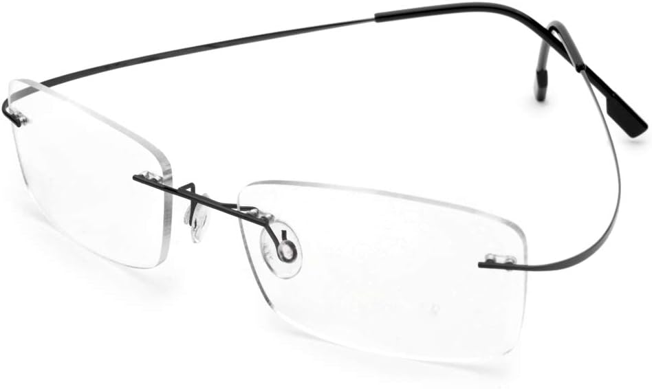 Fuisetaea Flexible Titanium Alloy Computer Reading Glasses Rimless Frame Lightweight Blue Light Blocking Readers Glasses