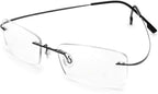 Fuisetaea Flexible Titanium Alloy Computer Reading Glasses Rimless Frame Lightweight Blue Light Blocking Readers Glasses