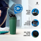 Ice Shaker Insulated Stainless Steel Shaker Bottle | 26oz, Aura | Cold for 30+ Hours | Insulated Cup with Twist-on Agitator | Odor-Free Bottle for Protein Shakes, Water, Smoothies, Cocktails