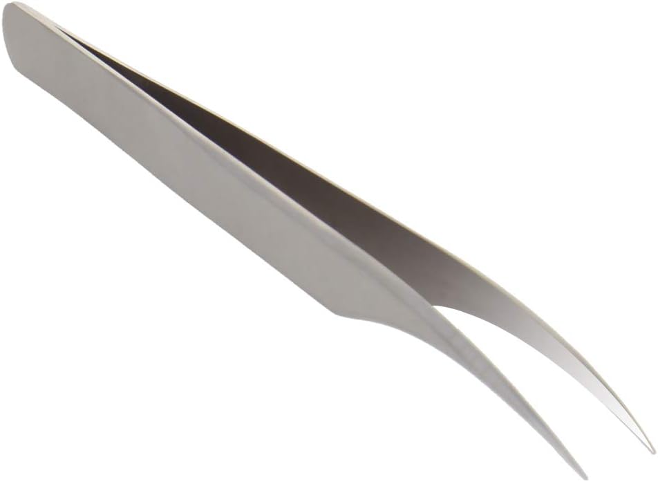 Utoolmart 125mm Professional Stainless Steel Precision Tweezers Dolphin-shaped Tip Tweezers Nipper for lash Extensions Ordinary Leather Sheath 1pcs