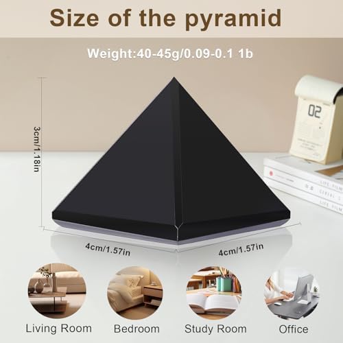 Natural Obsidian Healing Crystal Pyramid Sculpture Sacred Geometry Energy Generator for Meditation Spiritual Growth Chakra Balancing Feng Shui Home Office Decor Handcrafted Quartz Manifestation