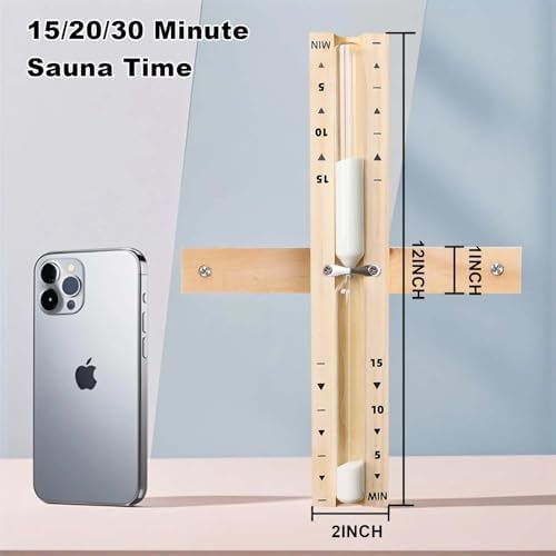 30 Minute Sauna Sand Timer, Rotating Wooden Sauna Hourglass with White Sand, Heat Resistant Hour Glass Timer for Sauna SPA Room