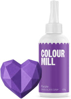 Colour Mill Chocolate Drip Easy-Melt Drizzle for Desserts, 125 Grams Purple