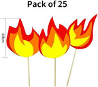 25PCS Fire Cake Decorations Fire Cake Topper Cupcake Toppers for Fire Truck Firefighter Birthday Party Decorations