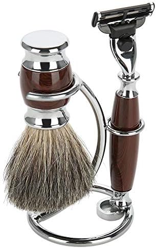 Shaving Brush Stand, Fashionable Artistic Lightweight Stainless Steel Silver Shaving Brush Holder, Extra Wide Openings, Fits Most Brushes and All Kinds of Razors