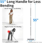 Floor Scrub Brush with 55" Long Handle, 2-in-1 Floor Brush with Built-in Squeegee, Adjustable Angle Head and Stiff Bristles for Tile, Wood, Concrete & Textured Floor Cleaning