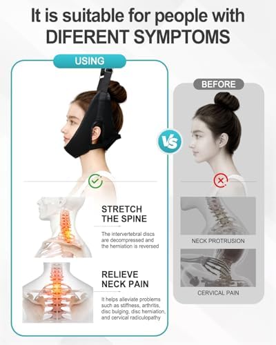 Cervical Neck Traction Device Hammock Over the Door Traction for Neck Relief Tool,Home Use Neck Sling for Spine Decompression with Casters&Safety Devices Upgraded Version (Normal Size)