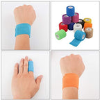 12 Pack Self Adherent Cohesive Wrap Bandages 2 Inches X 5 Yards, First Aid Tape, Elastic Adhesive Athletic, Sports wrap Bandage for Sports, Wrist, Ankle (Rainbow)