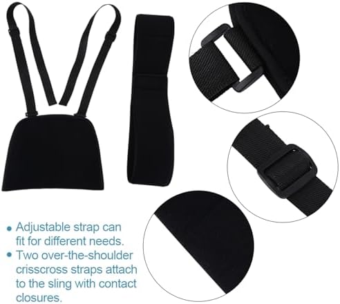 Sonew Arm Sling Shoulder Brace Fully Adjustable Rotator Cuff and Elbow Support with Immobilizer Band For Men Women and Kids Black(M)