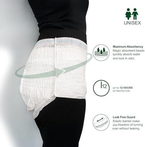 Premium Unisex Protective Underwear, Disposable Overnight Incontinence Briefs for Women & Men, Leak-Proof Protection, Maximum Absorbency, 24 Count (Large)