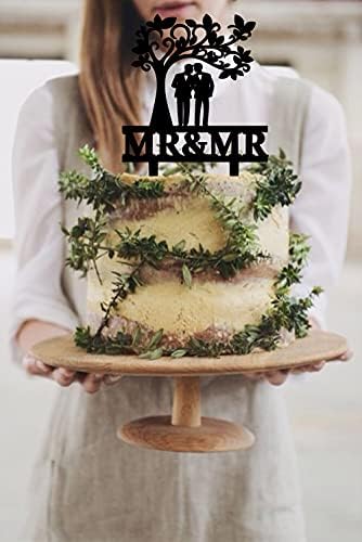 YzYbuaego Mr & Mr Wedding Cake Topper, The Gay Couple Standing and Kissing Under The Tree, Gay Wedding Cake Topper (Gay Tree)