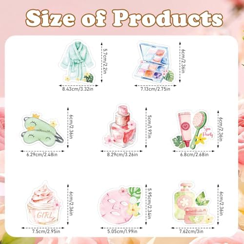 Spa Cupcake Toppers Party Decorations, 48PCS Sleepover Happy Birthday Cupcake Picks Decoration, Slumber Pajama Themed Cupcake Decor for Girls Women Woman