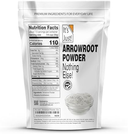 It's Just - Arrowroot Powder, 8oz, Natural Thickener, Gluten-Free, Dairy-Free, Non-GMO, Cornstarch Substitute