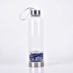 550 Ml Natural Crystal Water Bottle Gemstone Center Natural Quartz Crystal Wand Stick Wand Healing Elixir Point Reiki Crystal Obelisk Natural Quartz Crystal Gem Infused Water Bottle