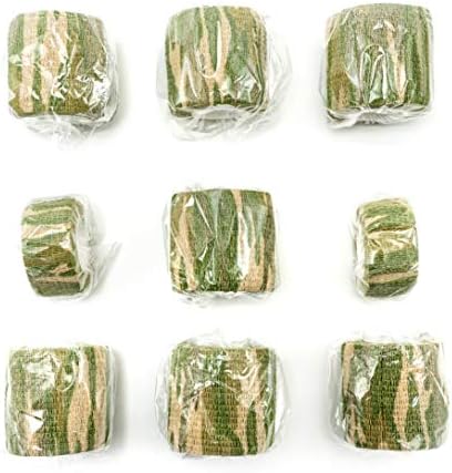 FRESINIDER 9 Rolls Self Adhesive Wrap Athletic Tape Gauze, Breathable Elastic Cohesive Bandage for Sports Injury & Pet (7 Pcs 2" x 5 Yards + 2 Pcs 1" X 5 Yards) (Forest Camo)
