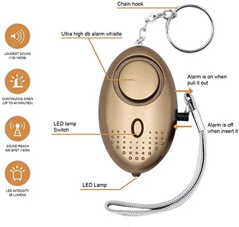 KOSIN Safe Sound Personal Alarm, 3 Pack 145DB Personal Security Alarm Keychain with LED Lights, Emergency Safety Alarm for Women, Men, Children, Elderly