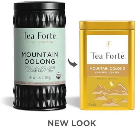 Tea Forte Mountain Oolong Premium Loose Leaf Caffeinated Oolong Tea Blend Canister, Makes 35-50 Cups