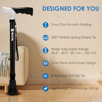 Walking Cane,Portable & Ultra-Light Series, One-Button Telescopic Folding Walking Cane – Like an Umbrella | Compact, Adjustable, All-Terrain Tips, Elegant Muted Tones