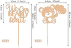 24 PCS We Can Bearly Wait Cupcake Toppers Glitter Balloon Bear Cupcake Picks Baby Shower Cake Decorations for Gender Reveal Theme Baby Shower Kids Birthday Party Supplies Champage Gold