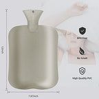 Hot Water Bag Hot Water Bottle 2 Liters Heat Up and Refreezable Hot Cold Pack with Knit Cover for Pain Relief Hot Cold Therapy Khaki