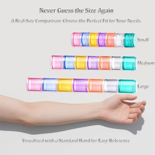 Stackable Pill Organizer, 7-Days Travel Pill Case, Pill Box for Pocket, Portable Medicine Vitamin Container Holder Rainbow