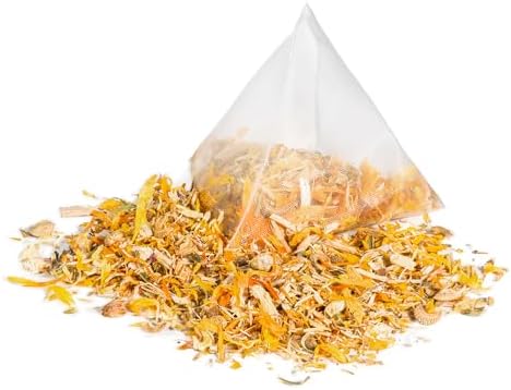 Siberian Green Ginseng Root and Calendula Flower Tea Bags – 50-Pack Herbal Tea Bags – Raw and Natural Botanical Ingredients – From Siberian Altai Republic – Easy to Brew