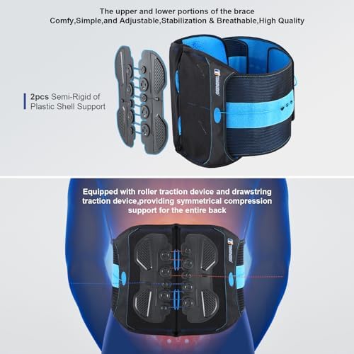 T TIMTAKBO Lumbar Support Belt,Back Brace for Men Lower Back Pain Women,Decompression Lower Back Support Belt for Herniated Disk,Sciatica,Scoliosis,Discectomy（Black-SM