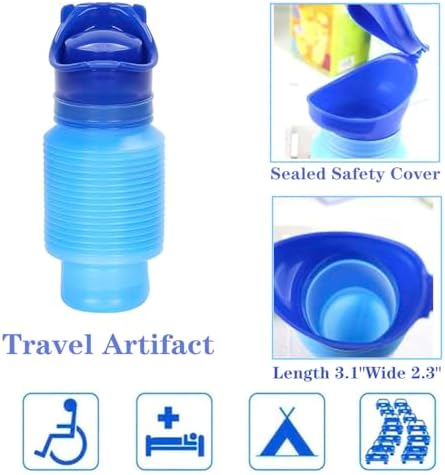 Emergency Urinal for Kids Adult,Portable Reusable Outdoor Urinal Potty Pee Bottle, Outdoor Shrinkable Urinal for Travel, Camping, Hiking, Traffic Jam and Queuing-2 Pack 750ml Blue