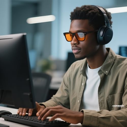 COASION Blue Light Blocking Glasses for Men Women - Anti Eye Strain Premium Computer Gaming Orange Glasses