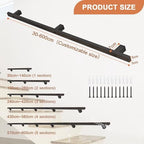 1ft - 20ft Modern Stair Handrail - Complete Kit，Anti-Slip Stair Railing Metal Wrought Iron Staircase Banister Hand Rails for Indoor Outdoor Loft Safety Grab Rail，Black(4ft/120cm)