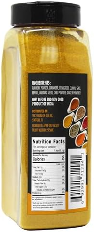 Spicy World Curry Powder 14.4 oz Jar - Authentic Blend of 9-Indian Spices, Premium Quality Blend for Curries, Vegetables, And More - All-Natural Ingredients