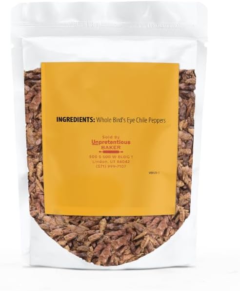 Unpretentious Whole Bird's Eye Chiles, 8oz, Thai Chiles, 50,000-100,000 SHU, Southeast Asian Cuisine