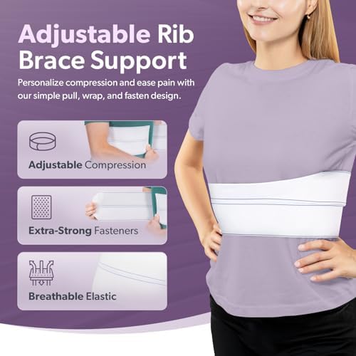 BraceAbility Broken Rib Brace for Men and Women - Rib Protector Compression Wrap, Chest Support Belt for Bruised, Fractured, Dislocated Ribs, Costochondritis Relief, Sternum Brace (Male - White)