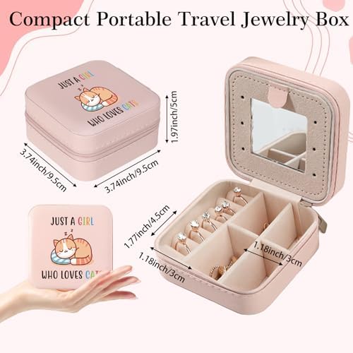 Cat Lover Valentines Day Gifts for Women Girl Cats Lady Cat Mom Mothers Day Gifts Cats Themed Gift for Women Friend Birthday Christmas Graduation Gift for Sister Daughter Travel Jewelry Box