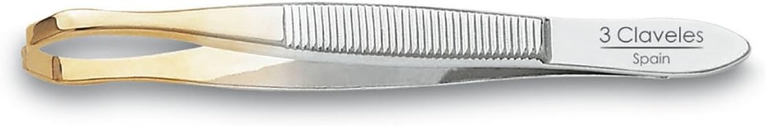 3 Claveles 12234 Pinza DEPILAR Crab, Gold Tip 8 cm