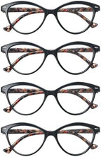 HEEYYOK Women Reading Glasses 4-Pack,Cateye Readers Glasses Small Face Comfort Spring Hinge 2.75