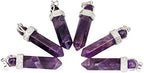 TUMBEELLUWA 2 PCS Healing Crystal Point Pendant Necklaces for Unisex Hexagonal Prism Stone Pendants with Chain