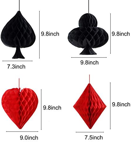 Casino Party Decoration,Poker Party Decoration,Honeycomb Paper Garland for Casino Las Vegas Themed Birthday Party,Game Night Party Ceiling Hangings Cards Bingo Poker Card Party (8)