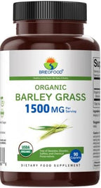 Brieofood Organic Barley Grass 1500mg, 45 Servings, Vegetarian, Gluten Free, 90 Vegetarian Tablets