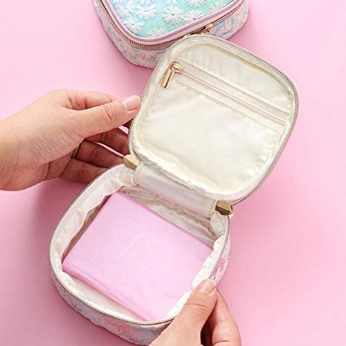 Exceart Sanitary Napkins Bag Sanitary Pouch Organizer Holder Embroidery Storage Bag for Outdoor Travel (Gradient Pink)