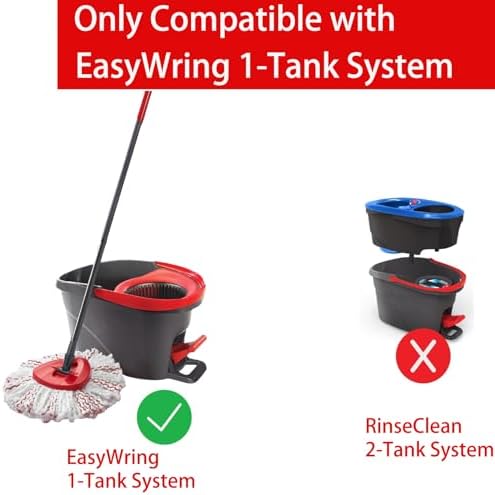 2 Pack Mop Heads Replacements - 40% More Cleaning Power, Spin Mop Heads Replacements for O Cedar Easy Wring 1-Tank System, Deep Cleaning, Microfiber and Machine Washable